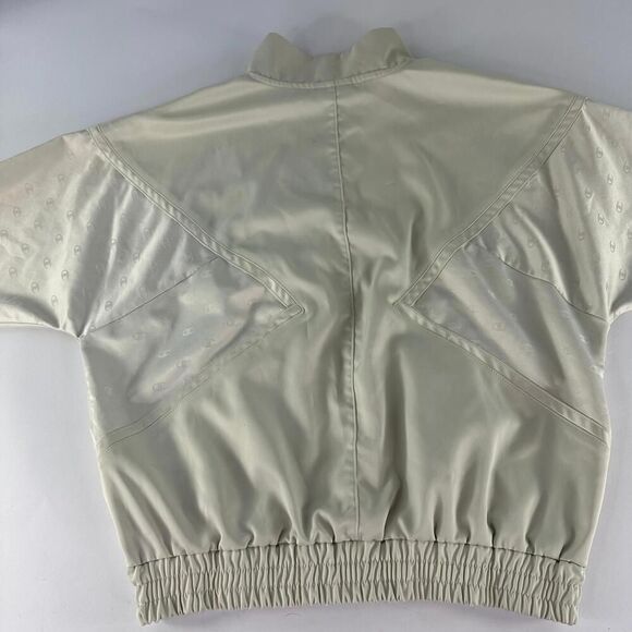 Champion Satin Off White Womens Full Zip Size M Lurex Bomber Track Retro Jacket - Picture 2 of 12